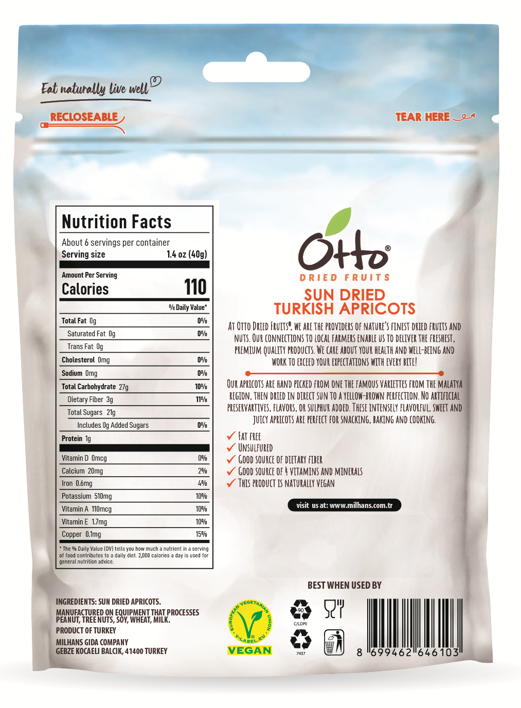 Sun Dried Turkish Apricots 8 oz. (227g)